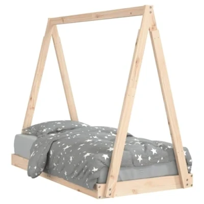 Abbildung von vidaXL Kinderbett, Kinder Bettgestell in Tipi Design, Hausbett für Kleinkinder zwischen 18 Monaten und 4 Jahren, Einzelbett Bett, 70x140 cm Massivholz Kiefer