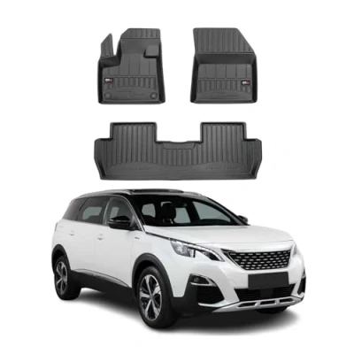 Abbildung von Fußmatten Gummimatten kompatibel mit Peugeot 5008 II 2017 2023 OMAC Premium 3D Schwarz TPE Gummi