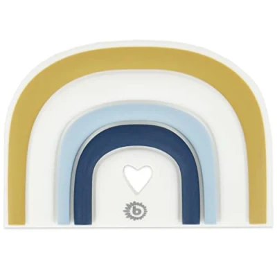 Abbildung von Bieco Silikon Tor Beißring Baby, 10 cm Ab 0 Monate Zahnungshilfe Baby Greifling in Design Bunter Beissring für zum Zahnen Motorikspielzeug