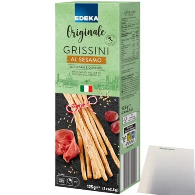Abbildung von Edeka Italia Grissini mit Sesam und Olivenöl (125g Packung) + usy Block