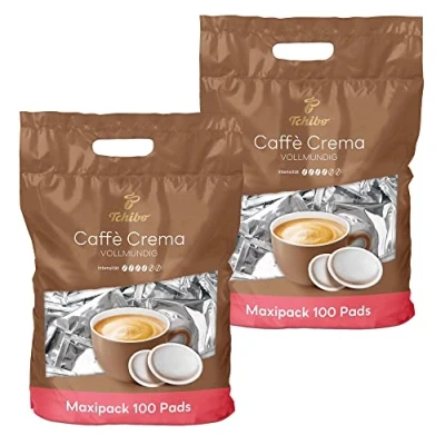 Abbildung von Tchibo Kaffeepads Vorratspack Maxipack, Caffè Crema vollmundig, 200 Stück 2x 100 Pads (Kaffee, ausgewogen und vollmundig), nachhaltig, geeignet für Senseo Maschinen