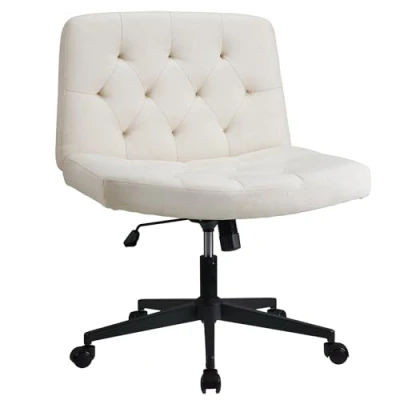 Abbildung von WangPangzi Armloser Bürostuhl mit mittlerer Rückenlehne, Breiter Schreibtischstuhl aus Stoff,höhenverstellbare Gaming Stuhl, Schlafzimmer Dressing Stuhl(Beige)