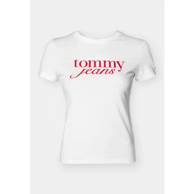 Abbildung von Tommy Jeans SLIM Essential LOGO TEE Tshirt print, Damen, Größe: 42, Ecru