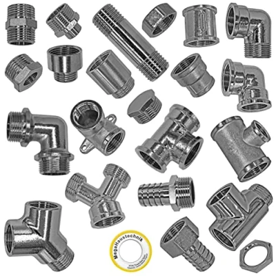 Abbildung von Chrom Gewindefittings aus Messing alle Sorten 3/8 bis 1 Zoll Gewinde Fitting Zubehör &gt; Hahnverlängerung IG AG x Länge 50mm