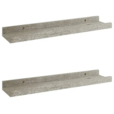 Abbildung von vidaXL 2X Wandregal Bücherregal Wandboard Schweberegal Hängeregal Dekoregal Freischwebend Regal Büroregal Wandablage Betongrau 40x9x3cm