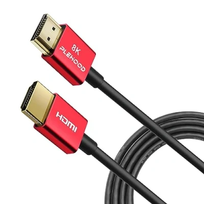 Abbildung von Dünnes HDMI Kabel 2.1, 8 K, schlankes Kabel, High Speed, 48 Gbit/s, K @ 60 Hz, 4 120 Dynamic HDR, eARC, Dolby Vision, kompatibel mit GH5S, NS, 8KUHD TV, PS5, Rot, 1 m (3 Fuß)