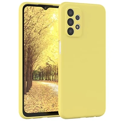 Abbildung von EAZY Case Silikonhülle für Samsung Galaxy A23 5G Hülle Silikon Gelb weich stoßfeste Handyhülle Schutzhülle mit Kameraschutz Dünn Premium Schutz Cover TPU Phone Bumper in Pastellgelb