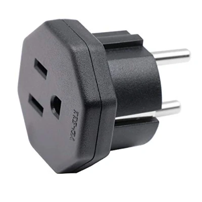 Abbildung von US/JP/CA Stecker auf EU/DE/FR/IT/ES Adapterstecker, US/CA/JP für elektronische Geräte 2 polige EU Buchse/Deutschland Buchse (1 Stück Schwarz)