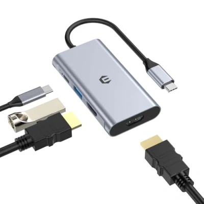 Abbildung von USB C to HDMI Adapter, Hub, Thunderbolt 3 Adapter with 2 Ports, 100W Power Supply, 3.0 Port for MacBook Pro/Air, Pixelbook, XPS, Galaxy, etc.