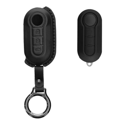 Abbildung von kwmobile Premium Leder Autoschlüssel Schutzhülle kompatibel mit FIAT Lancia 3 Tasten Klapp Hülle Schlüssel Tasche Schwarz