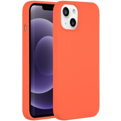 Abbildung von Apple iPhone 13 Hülle Silikon Accezz Soft Case/Backcover Handyhülle Orange