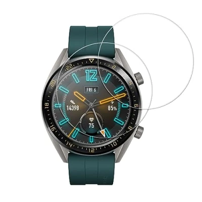 Abbildung von kwmobile 2X Echtglas Displayschutzfolie kompatibel mit Huawei Watch GT Active Schutzglas Displayschutz für Smartwatch aus Glas Schutz Fitness Tracker