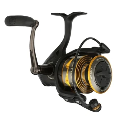 Abbildung von PENN Battle® IV Spinnrolle, Salzwasser Angler, Angelköder und Köder, Barsch, Pollack, Dorsch, Makrele, Falsch, Aluminiumspule, robust, beidhändig tragbar, 200 Rollen, Größe 6,2:1, Schwarz, Gold
