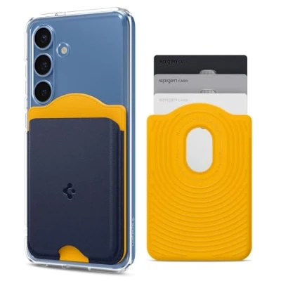 Abbildung von Spigen Nano Pop MagFit magnetischer Kartenhalter 3 Karten Kompatibel mit Hülle Entwickelt für Samsung Galaxy S25/S25+/S25 Ultra Modelle Blaubeermarine