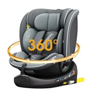 Abbildung von Reecle I Size Kindersitz 360 Drehbar mit ISOFIX 40 150 cm, 0 12 Jahre, Reboarder Kinderautositz (Grau)