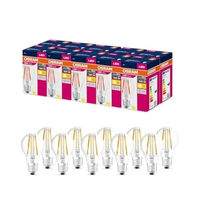 Abbildung von OSRAM LED Star Value Classic A100 Lampe für E27 Sockel, Birnenform, FIL, 1521 Lumen, warmweiß (2700K), Ersatz herkömmliche 100W Glühbirnen, nicht dimmbar, 10er Pack