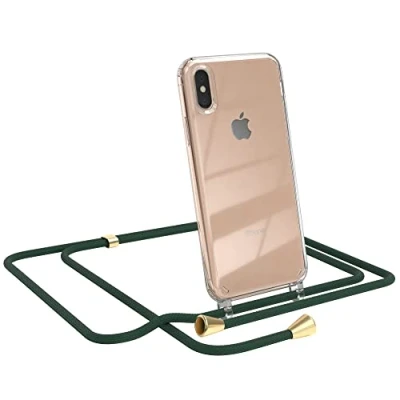 Abbildung von EAZY CASE Handykette kompatibel mit iPhone XS Max Handyhülle Umhängeband, Handykordel Schutzhülle, Silikonhülle, Hülle Band, Stylische Kette für Smartphone, Grün