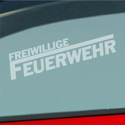 Abbildung von Auto Aufkleber Freiwillige Feuerwehr langes F Leben 19,5x4,5 cm Milchglas Sticker Heckscheibenaufkleber