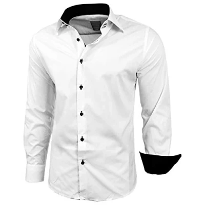Abbildung von BAXBOY Langarmhemd Kentkragen Businesshemd Slim Fit Hemd mit farblich abgesetzten