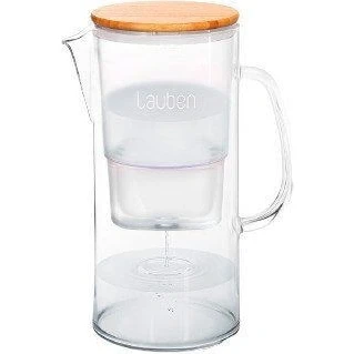 Abbildung von Lauben Wasserfilter Glass Water Filter Jug 32GW, Kanne, 3,2 Liter, inkl. 1 Stück Filter, 4 Filtrationsstufen für Gesundheit und Geschmack