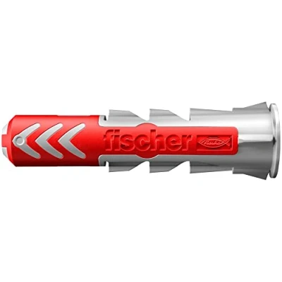 Abbildung von Fischer DuoPower, Dübel, Porenbeton, Ziegel, Beton, Mauerwerk, Gipskarton, Nylon, Grau, Rot, 1,4 cm, 70 mm