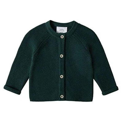 Abbildung von Stellou &amp; friends Cardigan Strickjacke für Mädchen und Jungen mit Knöpfen in Holz Optik Hochwertige Baby Kleidung aus 100% Baumwolle IV V I Gr. 50/56 Waldgrün