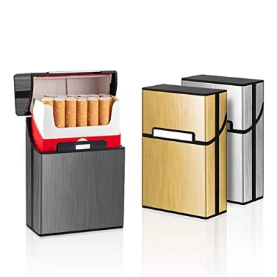 Abbildung von 3 Stück Aluminium Zigarettenetui Zigarettenbox (Grau Gold Silber)