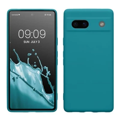 Abbildung von kwmobile Handyhülle kompatibel mit Google Pixel 7a Hülle Handy Case aus weichem Silikon in Petrol matt