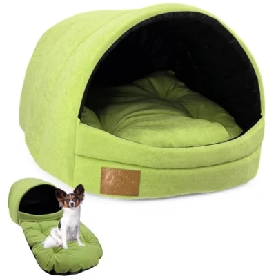 Abbildung von ODOLPLUSZ Hundehütte Hundehöhle Exklusives Haus Hund oder Katze 2 Größen Komfortabel und Waschbar (Grün, S)
