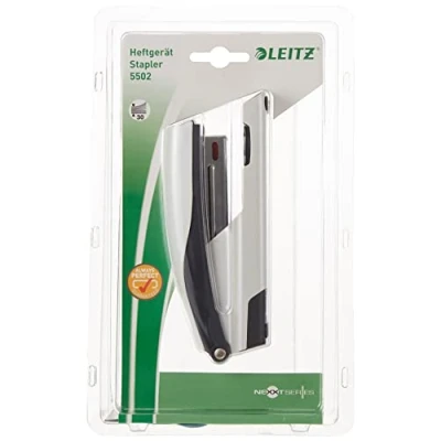 Abbildung von Leitz Heftgerät, 30 Blatt Tacker mit 200 Heftklammern, Hefter aus Metall Kunststoffelementen, WOW Serie, Weiß, 55022001