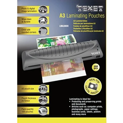 Abbildung von Texet 78229 Blatt Laminiergeschwindigkeit A3 75 Mikron Boîte De 100 transparent