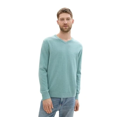 Abbildung von TOM Tailor MIT Vausschnitt Strickpullover, Herren, Größe: XXL, Mineral stone blue melange