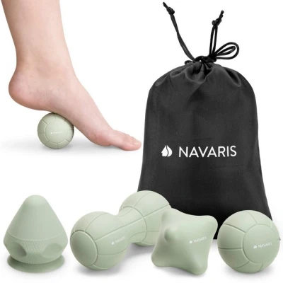Abbildung von Navaris Massageball Massage Roller Set 4 tlg aus Silikon Lacrosse Ball Erdnussball, 1 tlg.
