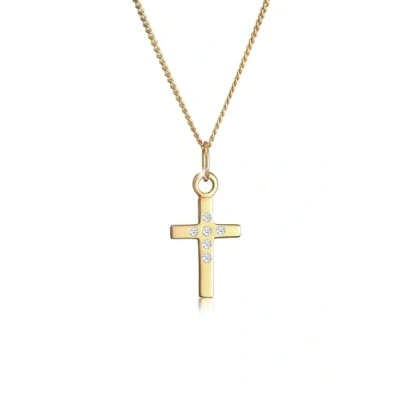 Abbildung von DIAMORE Halskette Damen Kreuz Glaube Fein mit Diamant (0.01 ct.) in 585 Gelbgold
