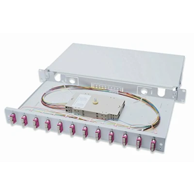 Abbildung von DIGITUS LWL Spleißbox 12 Kupplungen SC OM4 1HE 19 Zoll Multi Mode Duplex Mit Spleiß Kassette Rack Einbau