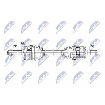 Abbildung von NTY NPW HY 635 Antriebswelle Vorderachse links 667mm Getriebeautomatik 6 Gang HYUNDAI: i30 II Coupe, Schrägheck, Kombi