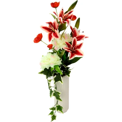 Abbildung von I.GE.A. Kunstblume &quot;Arrangement Lilie/Pfingstrose&quot;, Vase aus Keramik