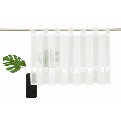 Abbildung von Scheibengardine EBY, my home, Schlaufen (1 St), transparent, Satin, Fertiggardine, Mit farbigem Satinband, transparent