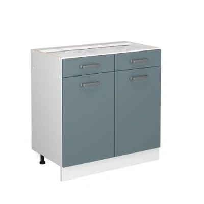 Abbildung von Vicco Küchenunterschrank R Line, Blau Grau/Weiß, 80 cm, AP Marmor