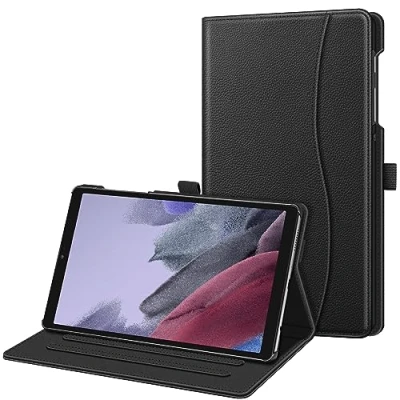 Abbildung von Fintie Hülle für Samsung Galaxy Tab A7 Lite 8.7 2021, Multi Winkel Betrachtung Folio Schutzhülle, Dokumentschlitze Zoll SM T225/T220, Schwarz
