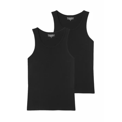 Abbildung von Bread &amp; Boxers 2PACK Stretch Unterhemd/shirt, Herren, Größe: Small, Black