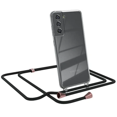 Abbildung von EAZY CASE Handykette kompatibel mit Samsung Galaxy S21 FE 5G Handyhülle Umhängeband, Handykordel Schutzhülle, Silikonhülle, Hülle, Stylische Kette für Smartphone, Clips in Rose