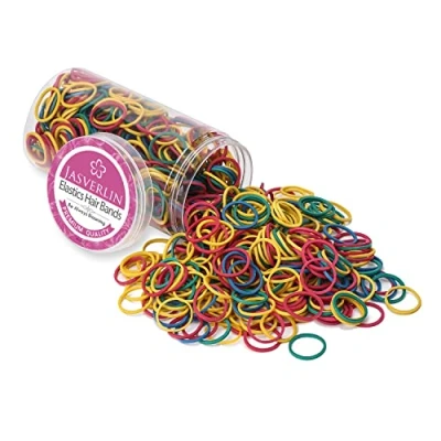 Abbildung von JASVERLIN 3/4 Zoll Gummibänder Haargummis Bunt, Baby Gummiband Haarbänder Pferdeschwanz Zopfhalter Loom Winzige kleine Scrunchies für Dicke Frauen Mädchen Kinder Haar 1000 Stück