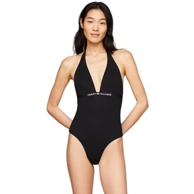 Abbildung von Tommy Hilfiger Tonal Logoshalter ONE Piece Badeanzug, Damen, Größe: XS, Black