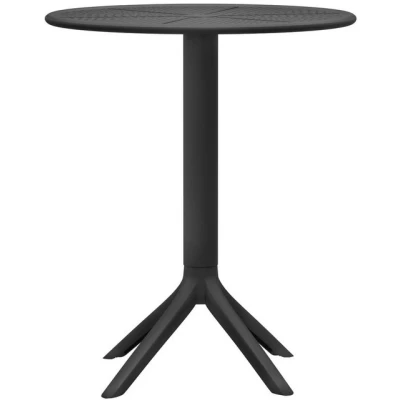 Abbildung von CLP Tisch Lacota Ø 60 cm I Gartentisch wetterfest und UV beständig Runder Balkontisch aus langlebigem Polypropylen, Farbe:schwarz