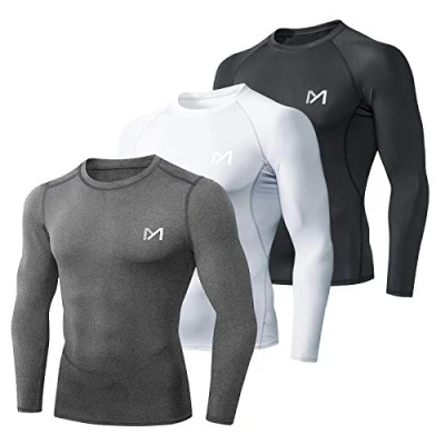 Abbildung von MEETYOO Kompressionsshirt Herren, Funktionsshirt Langarm Fitnessshirt Männer Sportshirt Atmungsaktiv Laufshirt für Laufen Jogging Sport Turnhalle