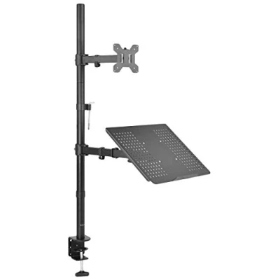 Abbildung von VIVO Laptop &amp; LCD Monitor aufstehen Tischhalterung extra hohe verstellbare Ständer passen 1 Bildschirm bis zu 27&quot; (Stand v012c)