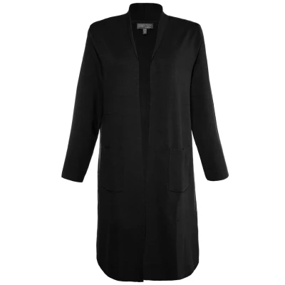 Abbildung von Ulla Popken PLUS SIZE OPEN Front Strickjacke, Damen, Größe: 42/44, Schwarz