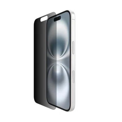 Abbildung von Belkin ScreenForce InvisiGlass iPhone 16 Sichtschutz, kratzfester Stoßschutz Schutzfolie aus recyceltem Glas, Positionierungsschale für blasenfreie Applikation, Displayschutz 16, 15, 14 Pro