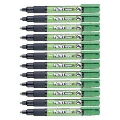 Abbildung von Pentel MMP20 KO Permanent Marker 2,0 mm Rundspitze Lackmarker, 12 Stück, hellgrün
